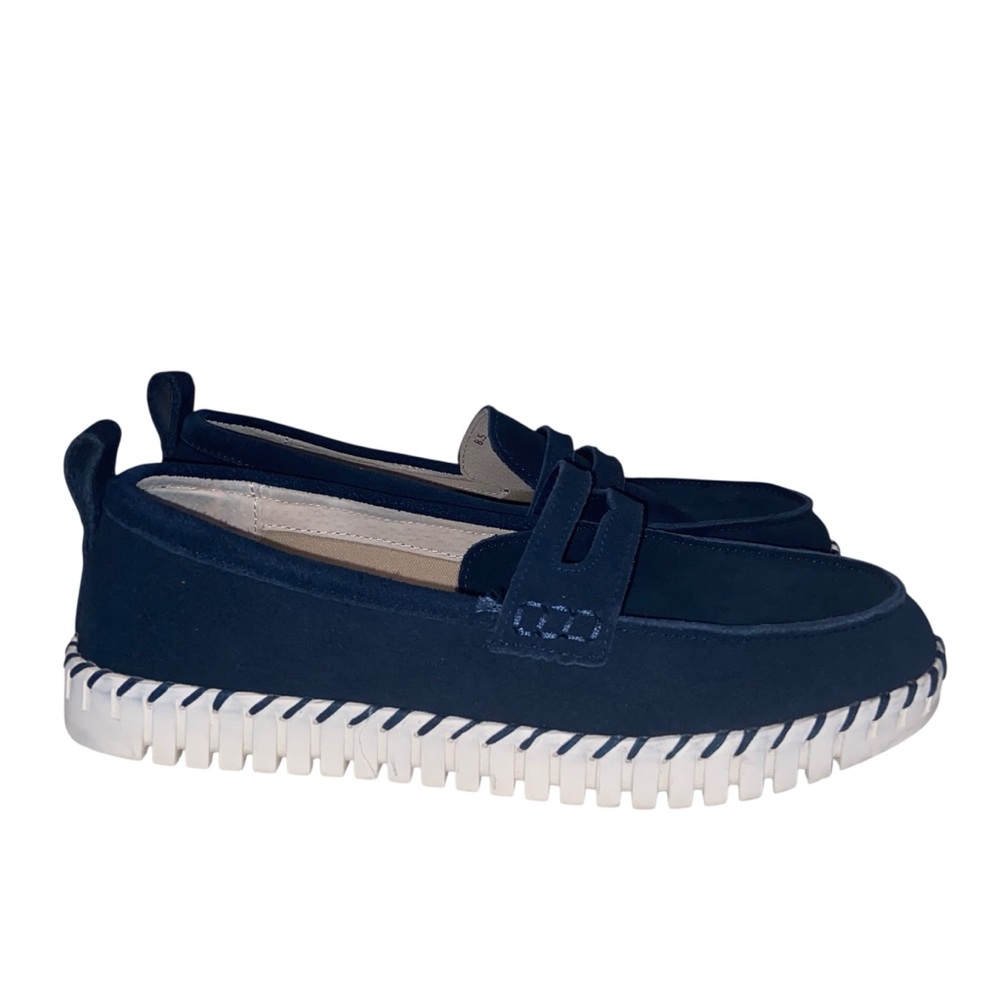 Project Cloud Shoes Womens 8.5 Memory Foam Slip On Platform Loafers Blue Suede